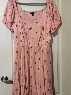 Torrid Pink Floral VNeck Midi skater Dress